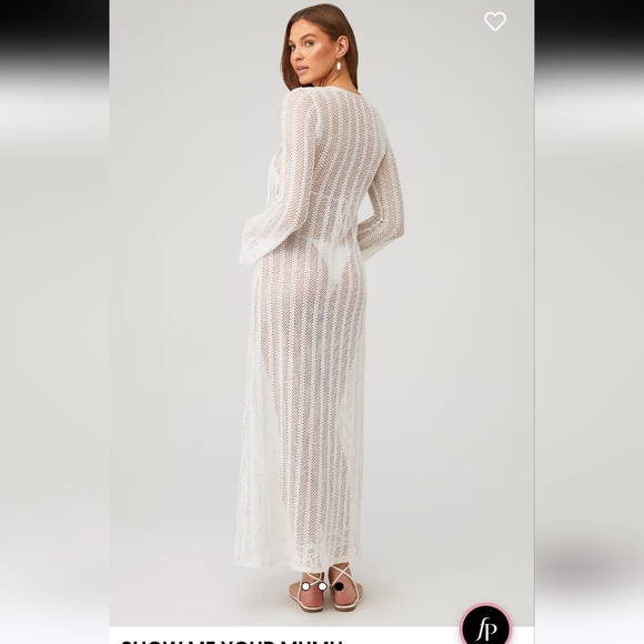 $178 Show Me Your MUMU Vacay Cover Up White Sheer Maxi Dress X Revolve - Picture 3 of 6